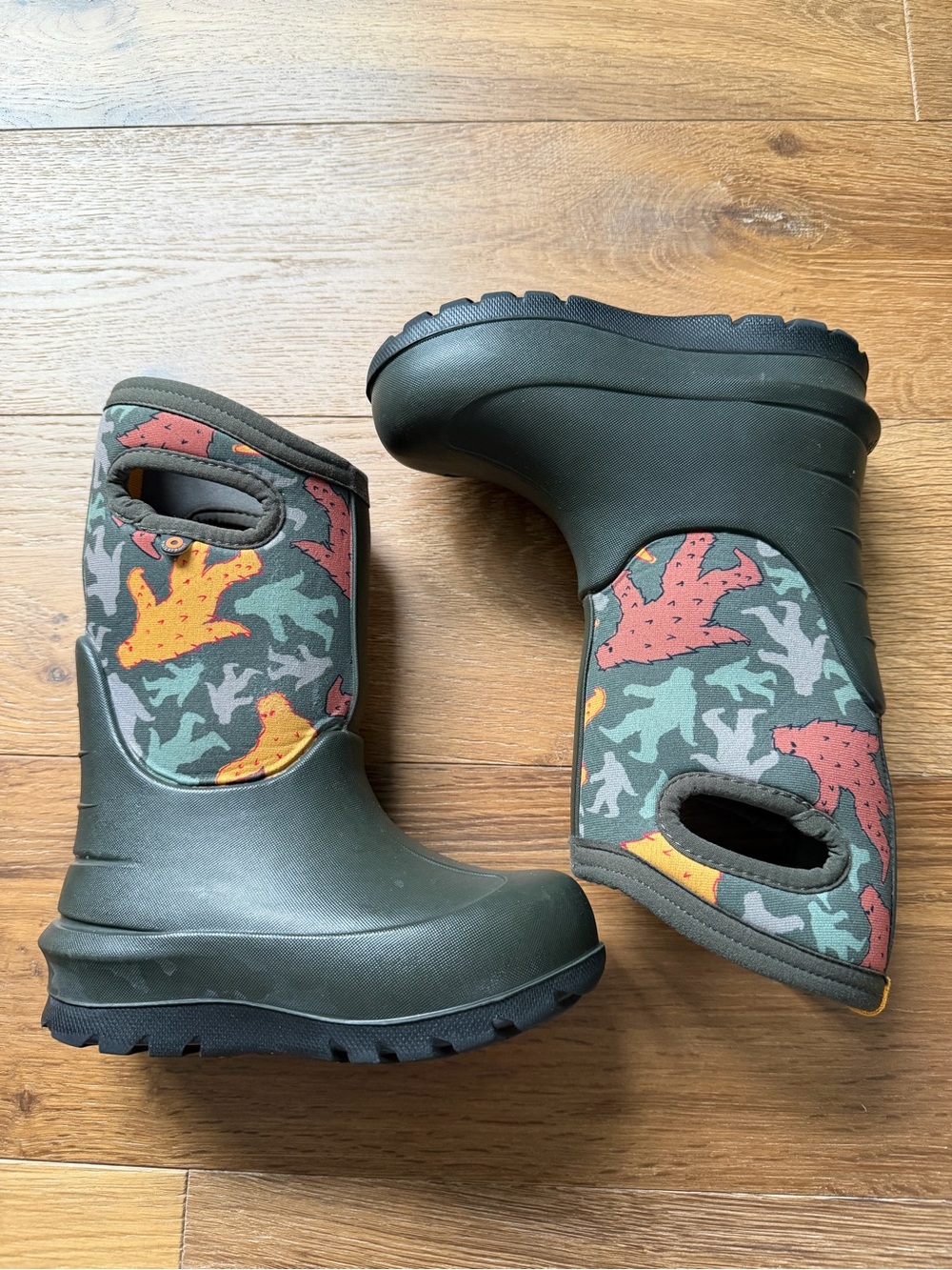 BOGS Kids Waterproof Yeti Rain Boots with Orange Accents